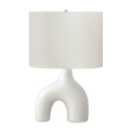 Luckbyte - 25 Inch White Ceramic Table Lamp Ivory Cream Shade Contemporary Modern Light