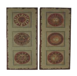 Zeckos - Faces of the Sun 2 Piece Distressed Burlap Canvas Print Set - Beige