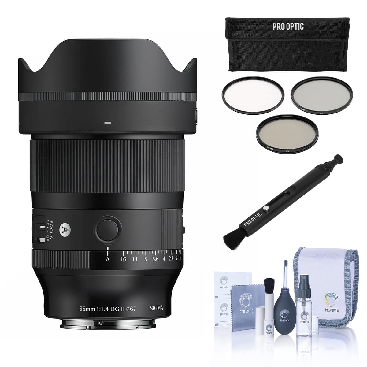 Bundle - Sigma - 35mm f/1.4 DG II Art Lens for Sony E, w/67mm Filter Kit, Lens Cleaner