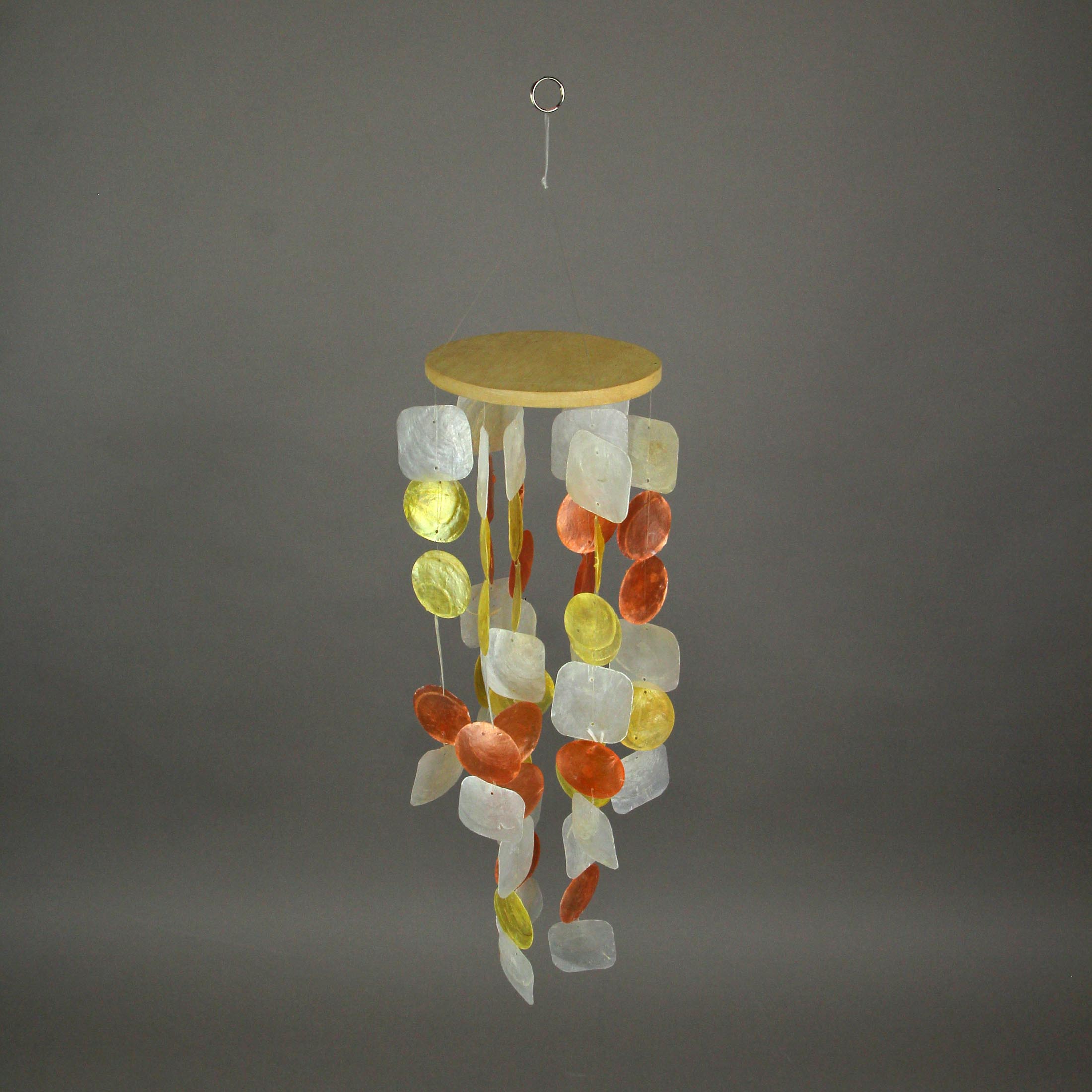 Alt View 3. J.D. Yeatts - Amber, Yellow and White Capiz Shell Mini Wind Chime Garden Patio Yard - Multicolored.