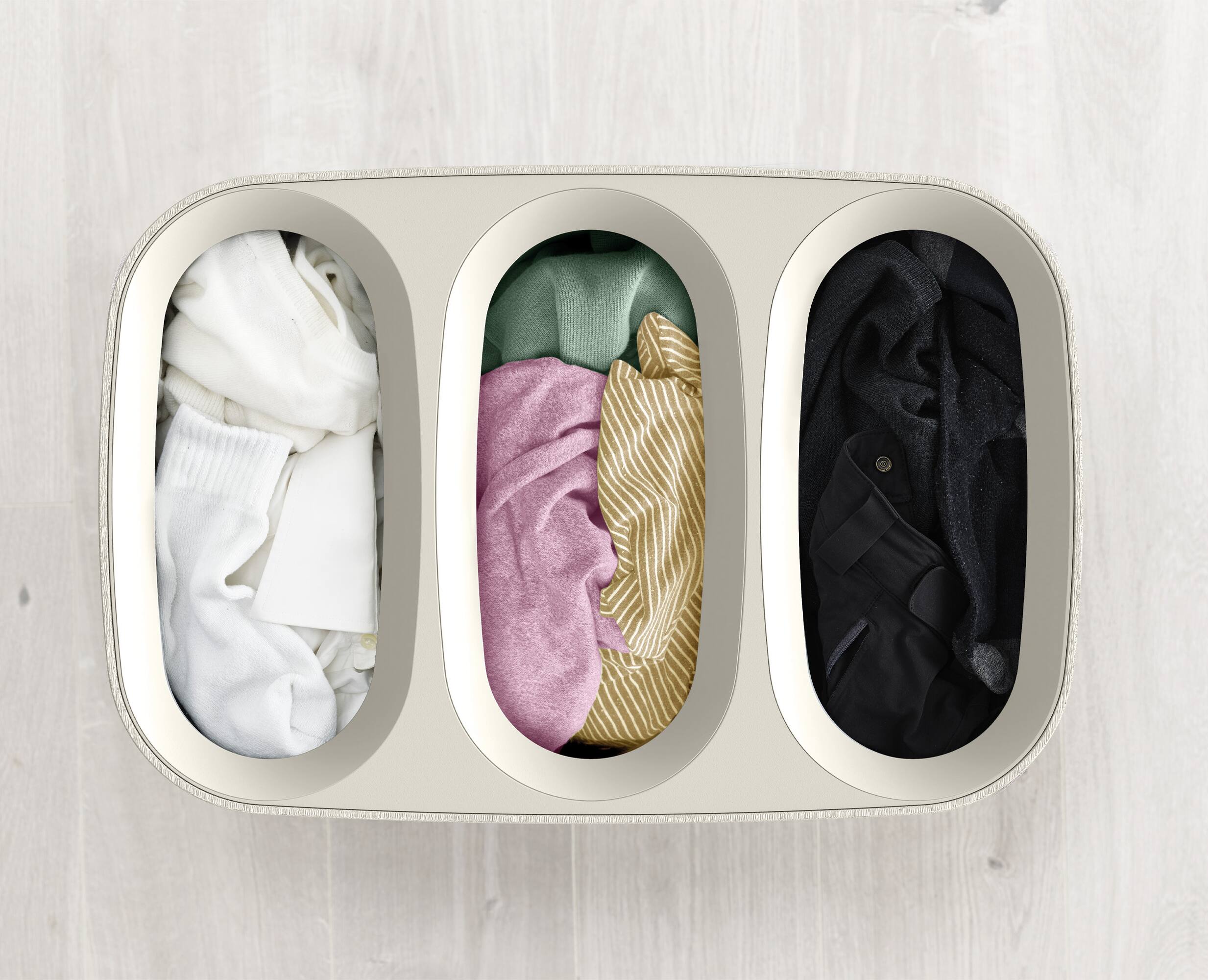 Alt View 4. Joseph Joseph - Tota Trio 90-liter Laundry Separation Hamper - Ecru.