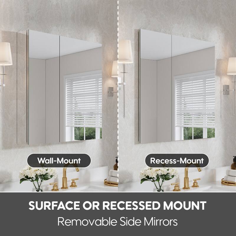 Wall-Mount  
Recess-Mount  

SURFACE OR RECESSED MOUNT  
Removable Side Mirrors