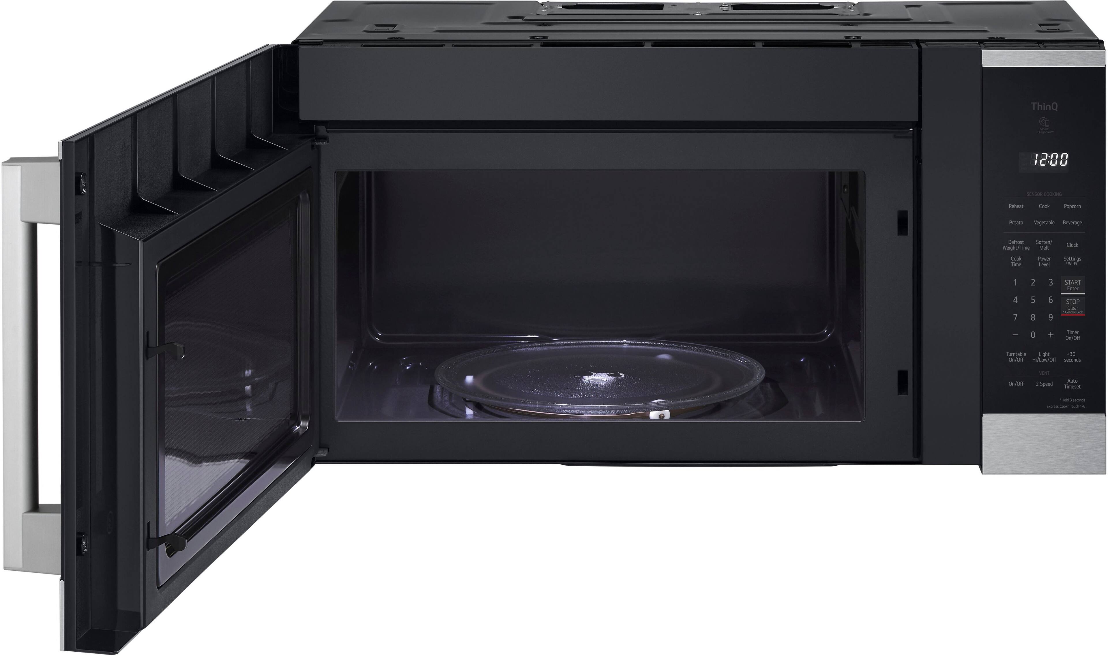 The text on the image reads:

"ThinQ 12:00 SEROCR COCI Ssthuat Cook Popcorn roaS Vegetable ieverage Cafrest Sote Weight Tome Muit Cock Cook Time Powe Level Sectings BE 1 4 7 2 5 B 3 5 9 START foar STOP Cear - ee 0 + Tamer Oion Reorate Light -30 ON/OFT Hultuw/on seconds DA/OR VENT I Speed Auts Serser T - 1 - u514"

The text seems to be a combination of various settings and instructions for a microwave oven. It is not clear what the exact purpose of these settings is, but they likely involve cooking times, power levels, and other microwave-specific functions.