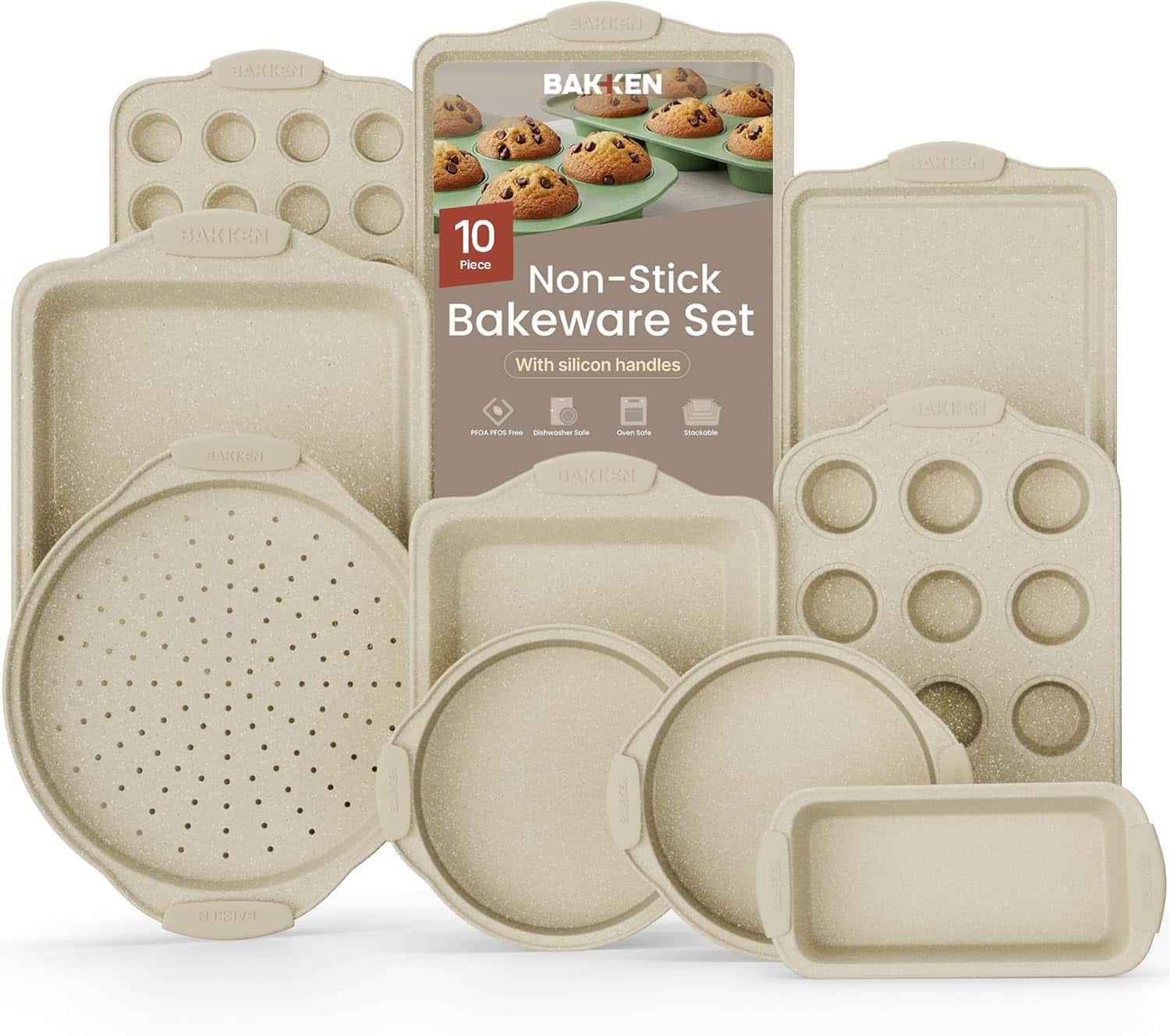 Bakken- Swiss - BAKKEN Kitchen Oven Baking Pans - Nonstick Gray Coating, Carbon Steel Bakeware Set with White Silicone Handles, Commerci - White Marble price history on PriceWatchPro