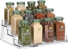 Home Intuition - 3-Tier Spice Rack Step Shelf Cabinet Organizer, (2) - Clear