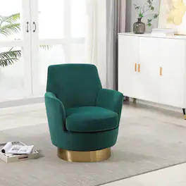 Trinkets Crazed - Swivel Barrel Chair,Modern Comfy Velvet Upholstered Round Swivel Accent Chairst,360 Degree Single Sofa Chair Armchair - Emerald