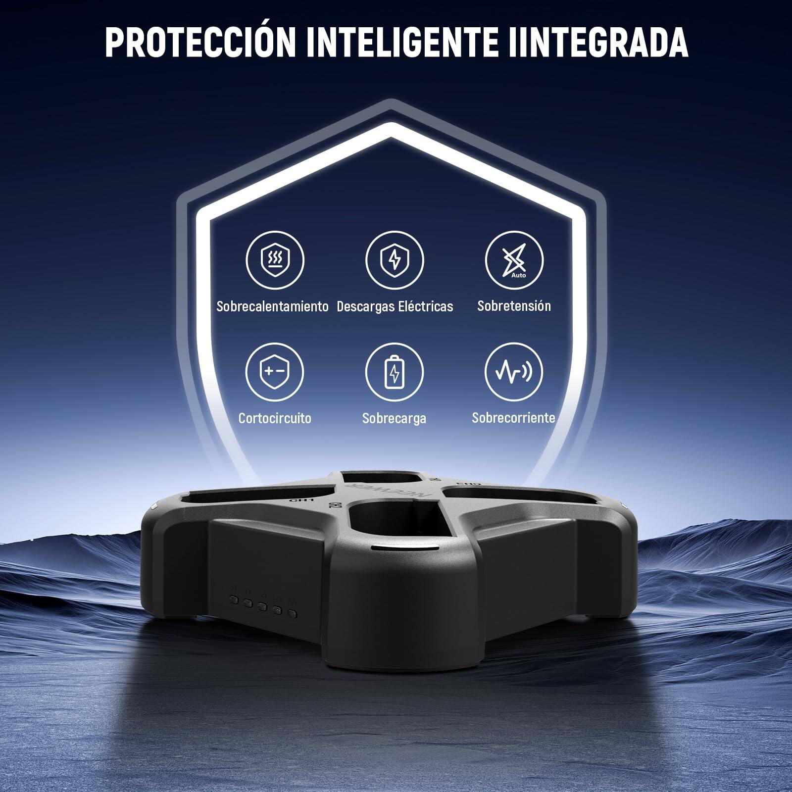 PROTECCIÓN INTELIGENTE INTEGRADA

- Sobrecalentamiento
- Descargas Eléctricas
- Sobretensión
- Cortocircuito
- Sobrecarga
- Sobrecorriente