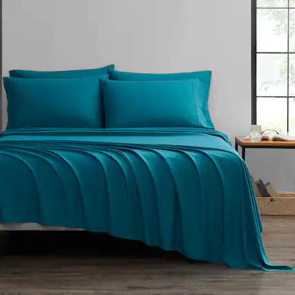 Front. Bibb Home - Bamboo 6-Piece Luxury Sheet Set - Teal.