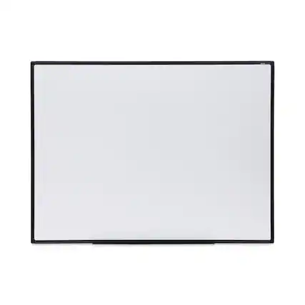 Front. Universal - Design Series Deluxe Dry Erase Board 48 x 36 White Surface Black Anodized Aluminum Frame.