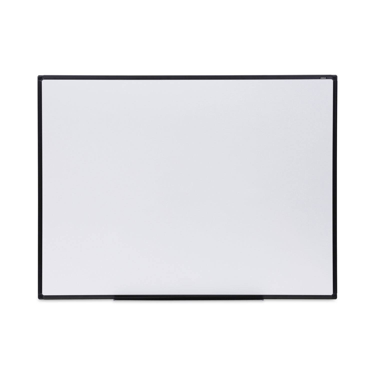 Front. Universal - Design Series Deluxe Dry Erase Board 48 x 36  White Surface Black Anodized Aluminum Frame.