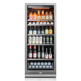 Ca'Lefort - 24 inch Beverage Refrigerator,238 Cans,Freestanding or Built-In Beverage fridge,3 Color LED ,for Home,Bar - Stainless Steel