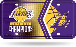 Rico Industries - Los Angeles LA Lakers 2020 NBA Champions 12x6 Auto Metal License Plate Tag - Multi