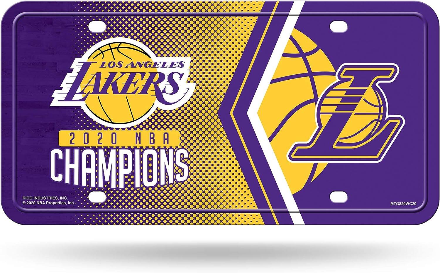 Los Angeles LA Lakers 2020 NBA Champions 12x6 Auto Metal License Plate Tag