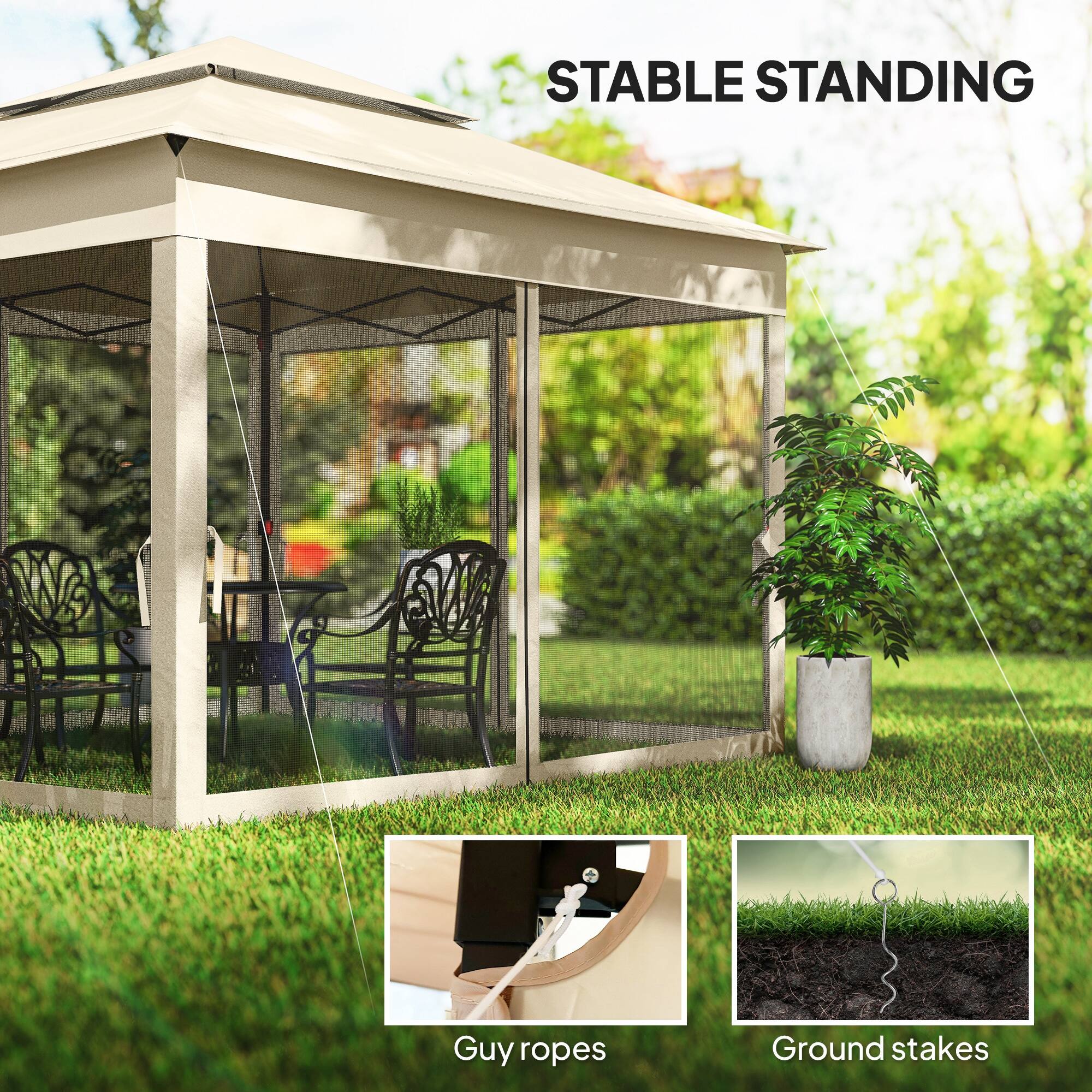 STABLE STANDING  
Guy ropes  
Ground stakes