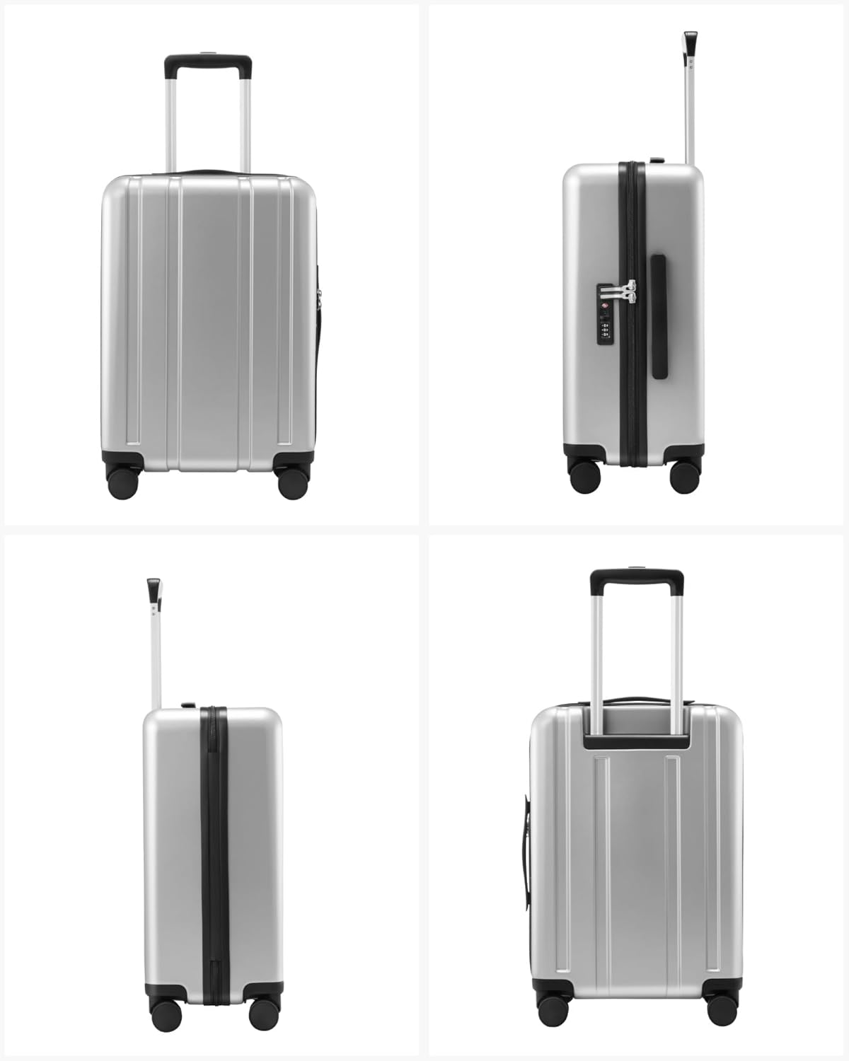 Alt View 3. LUGGEX - LUGGEX 20 Inch Carry On Luggag Airline Approved, 100% PC Hard Shell Travel Suitcase with Smooth Spinner Wheels - LX-EX - Silver.
