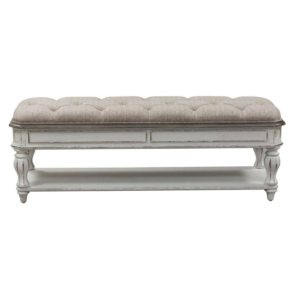 Alt View 1. Liberty Furniture Industries - Magnolia Manor Bed Bench in Antique White - White.