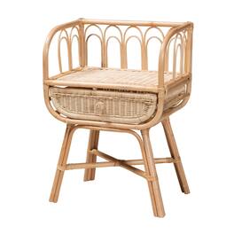 bali & pari - Panchali Modern Bohemian Rattan Nightstand - Natural Brown