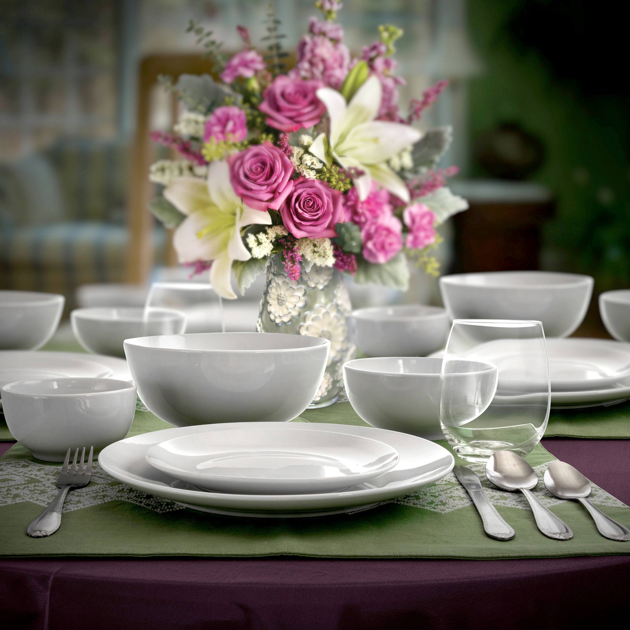 Alt View 8. Gibson - Gibson All U Need 60 Piece Ceramic Dinnerware Combo Set with Drinkware and Flatware - White.