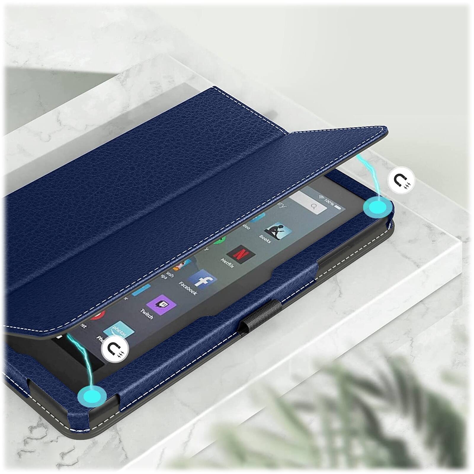 Alt View 17. SaharaCase - Hand Strap Series Folio Case for Amazon Fire 7 (2022) - Blue.