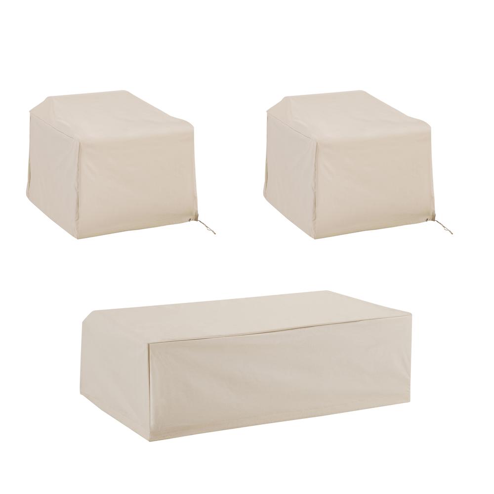 Angle. Crosley Furniture - 3Pc Outdoor Furniture Cover Set - 2 Chairs & Coffee Table - Tan.