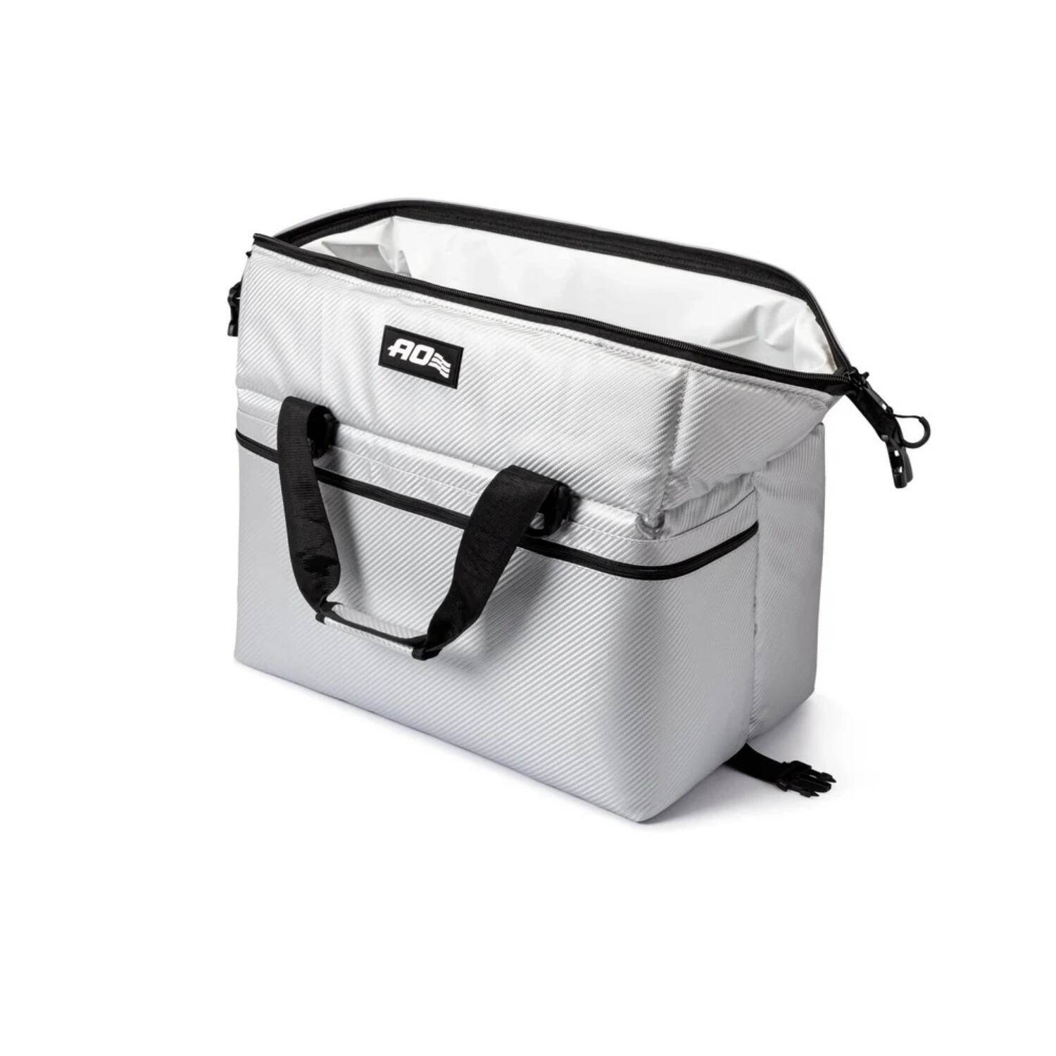 Left. AO Coolers - AO Coolers Carbon Series 48-Pack Soft Cooler Leak-Proof and Durable (Silver) - Silver.