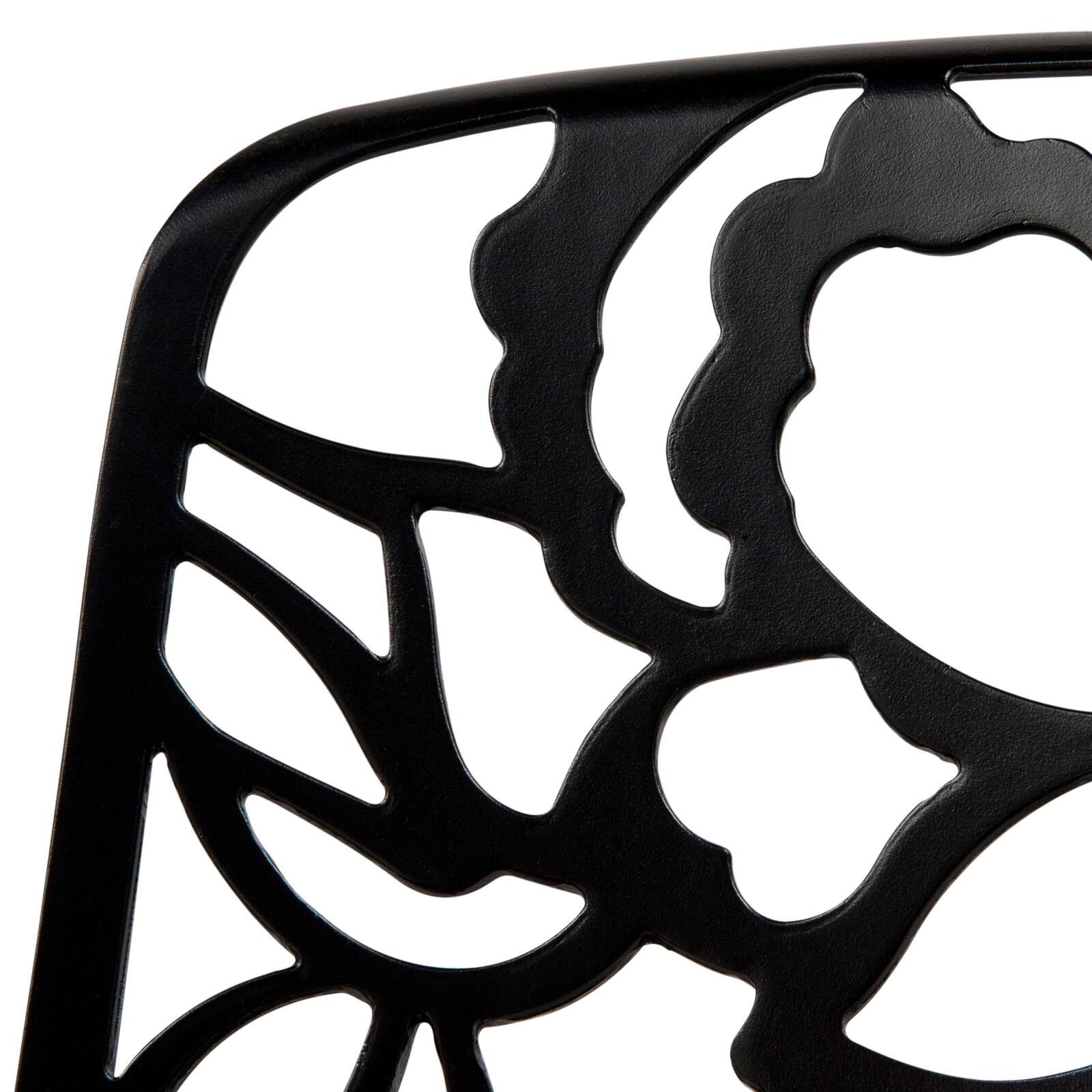 Alt View 6. LeisureMod - Devon (Set of 2) Aluminum Outdoor Dining Chair, UV Resistant & Stackable Floral Design Accent Chair - Fully Assembled - Black.