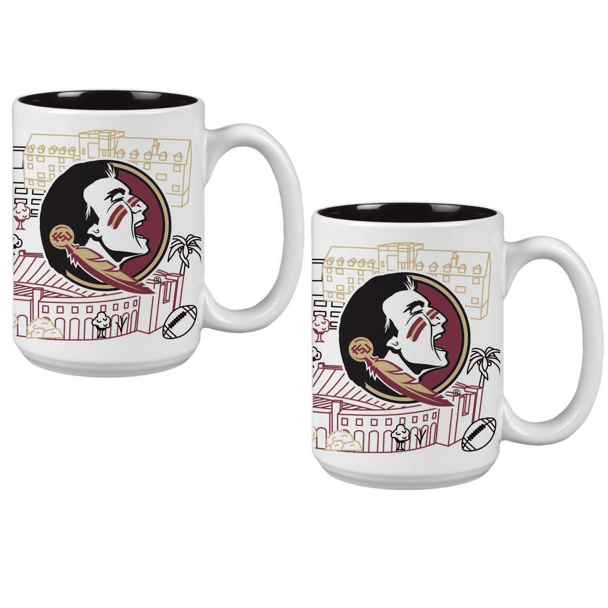 Indigo Falls - Florida State Seminoles 15oz. Campus Line Art Coffee Mug Two-Pack - Multicolor