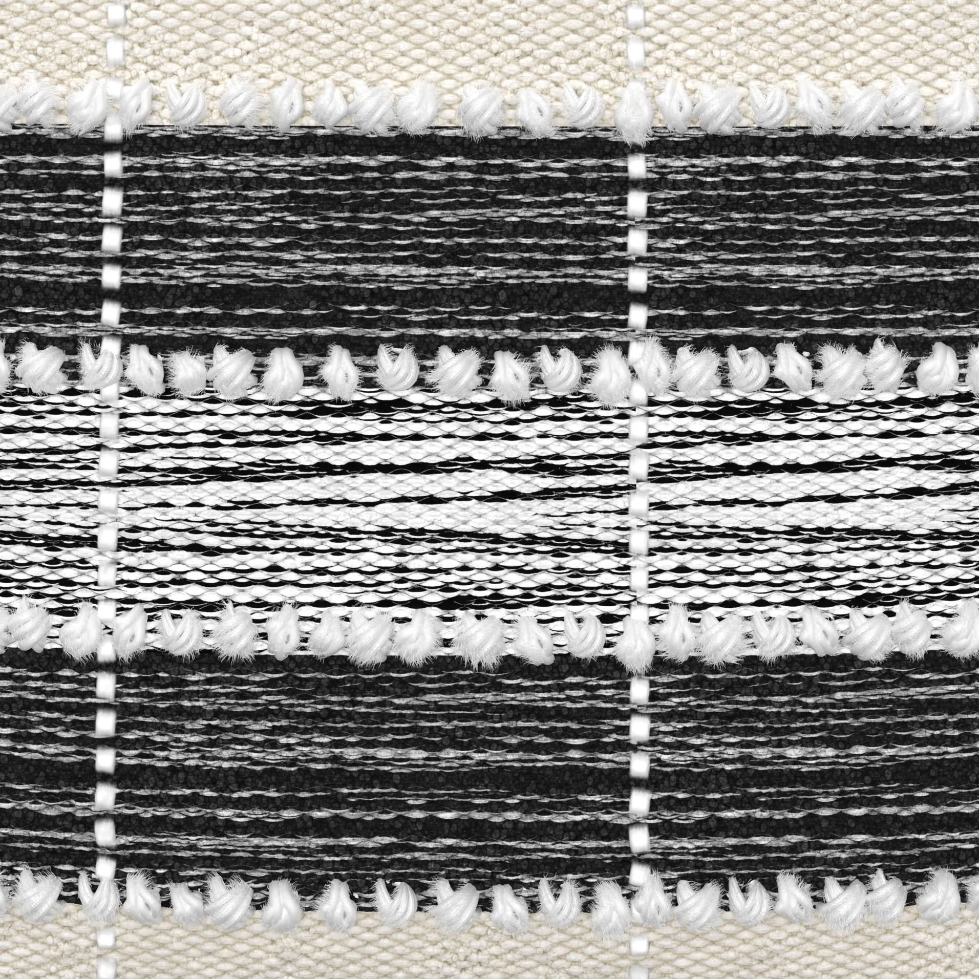 Alt View 8. Simpli Home - Simpli Home Barley 18 inch Wide Square Pouf in White, Beige and Black Woven Polyester - White, Beige, Black.