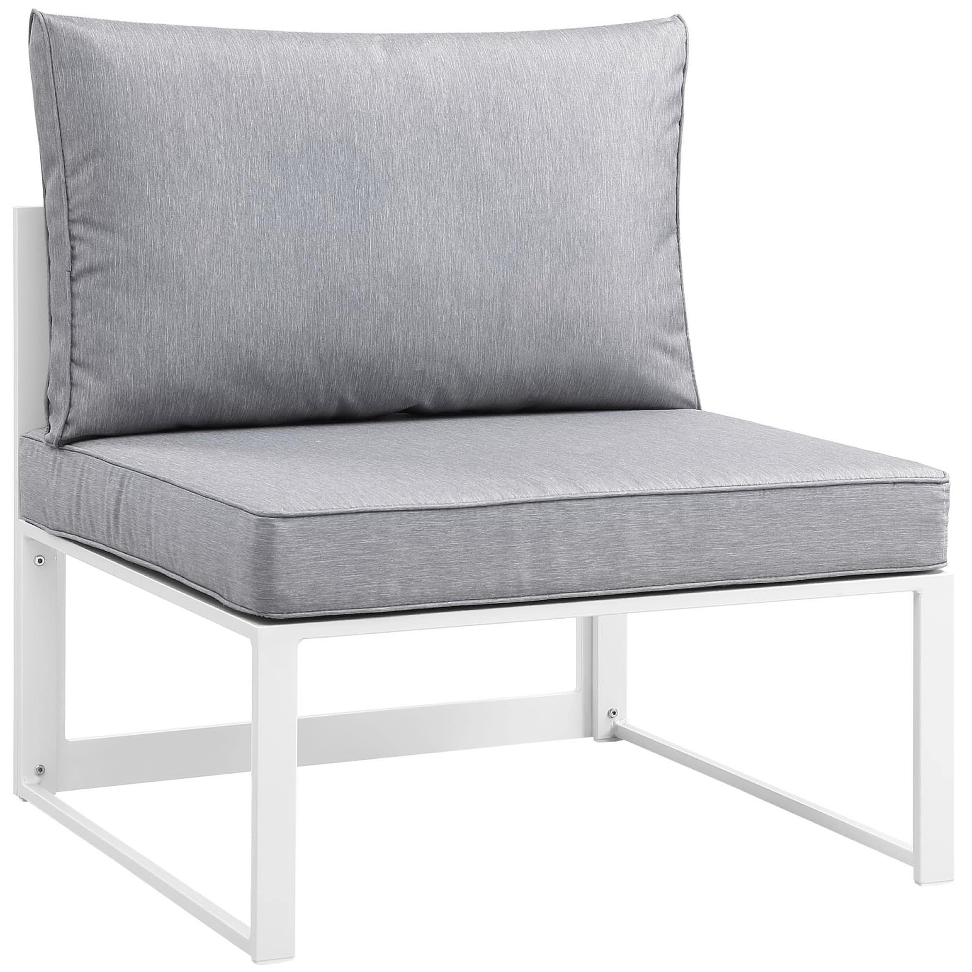 Fortuna Armless Outdoor Patio Chair by Modway - White Gray
