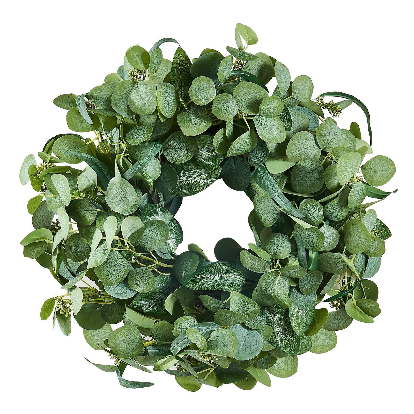 VEVOR - Artificial Decorative Wreath, 26 in, Decorated with Eucalyptus Leaves, Berries, Thorny Stems - Green