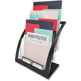 Deflecto - Contemporary Literature Holder - 3 Compartments - 3 Tiers - 13.31" Height x 11.24" Width x 6.94" Depth - Deskto