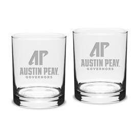 Jardine - Austin Peay State Governors Team Design 14oz. Classic Double Old Fashion Glass Set - Multicolor