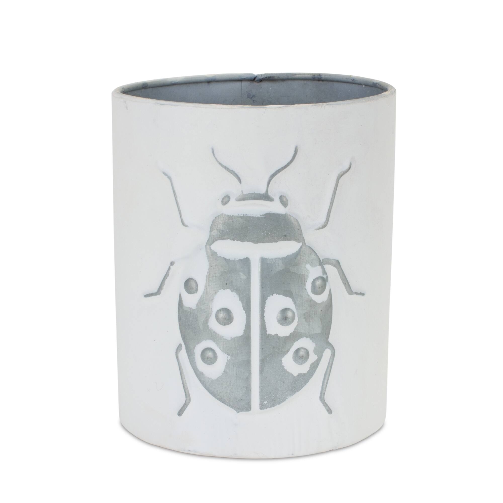 Back. BreeBe - Brushed Metal Insect Pot (Set of 3) - White, Grey.
