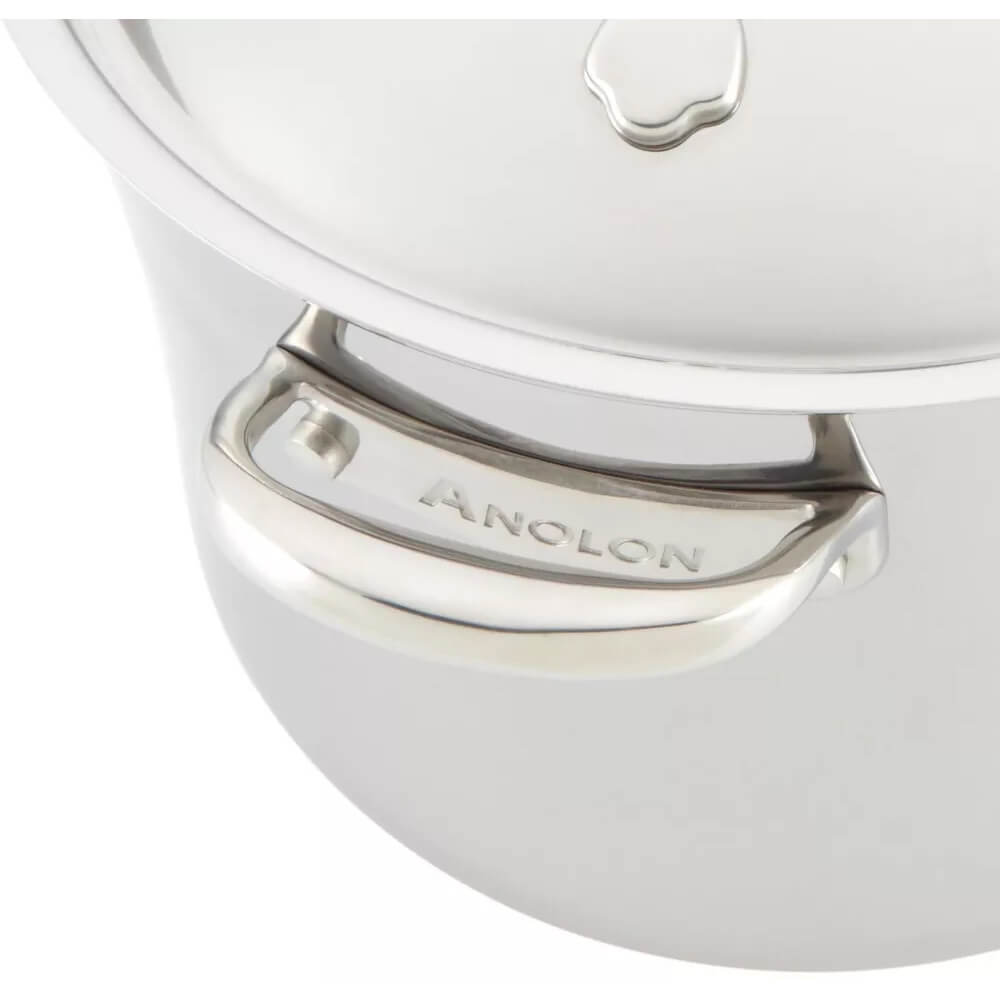 Angle. Anolon - Anolon 75818 Nouvelle Copper Stainless Steel Cookware Pots and Pans Set, 10-Piece, Silver - Silver.