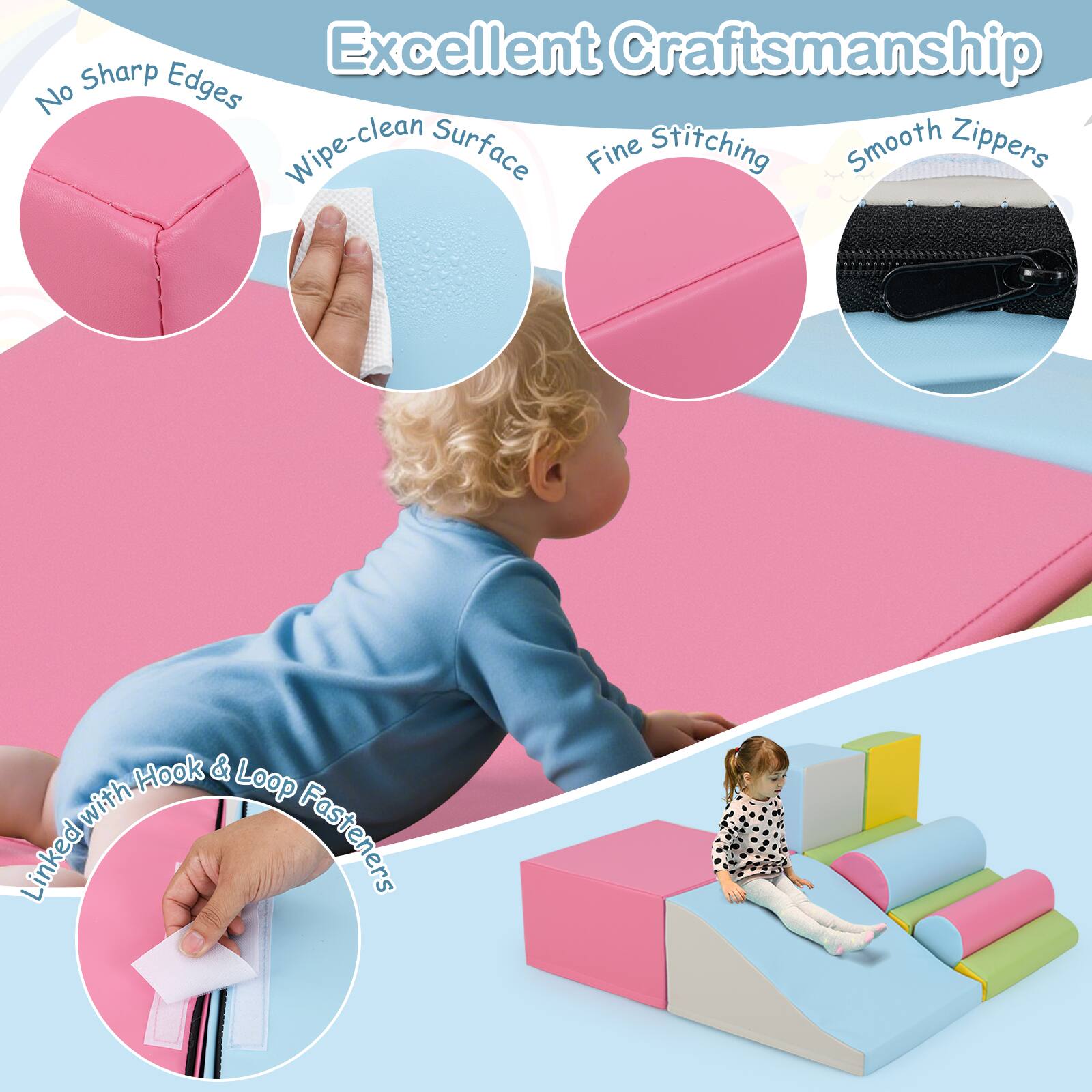 Excellent Craftsmanship

- No Sharp Edges
- Wipe-clean Surface
- Fine Stitching
- Smooth Zippers
- Linked with Hook & Loop Fasteners