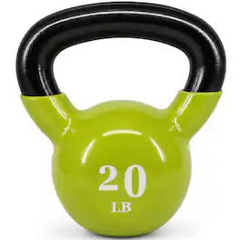 Fitvids - 20 lb Vinyl-Coated Kettlebell With Handle for Strength Training - Lemon
