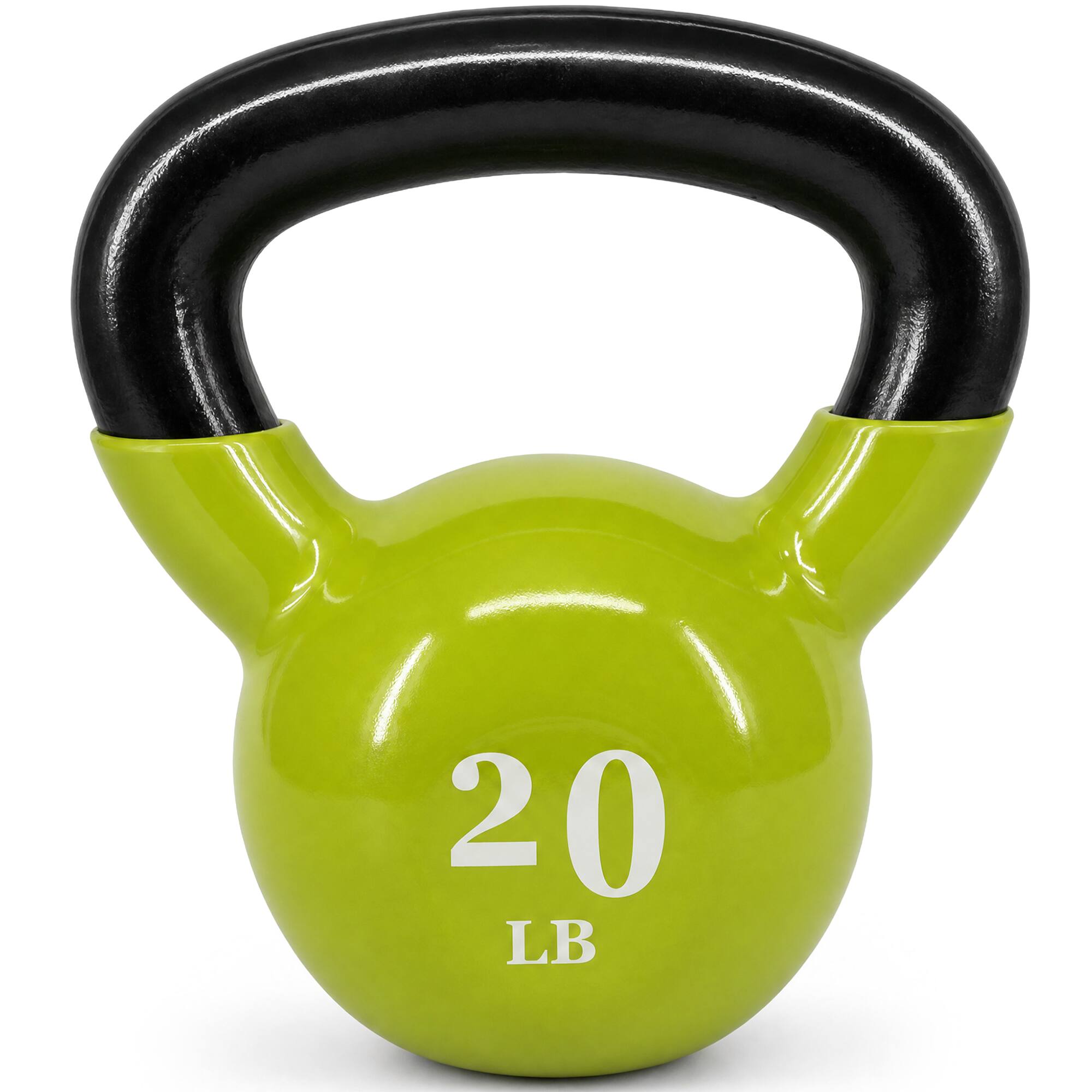 Front. Fitvids - Fitvids 20 lb Vinyl-Coated Kettlebell With Handle for Strength Training, Lemon - Lemon.