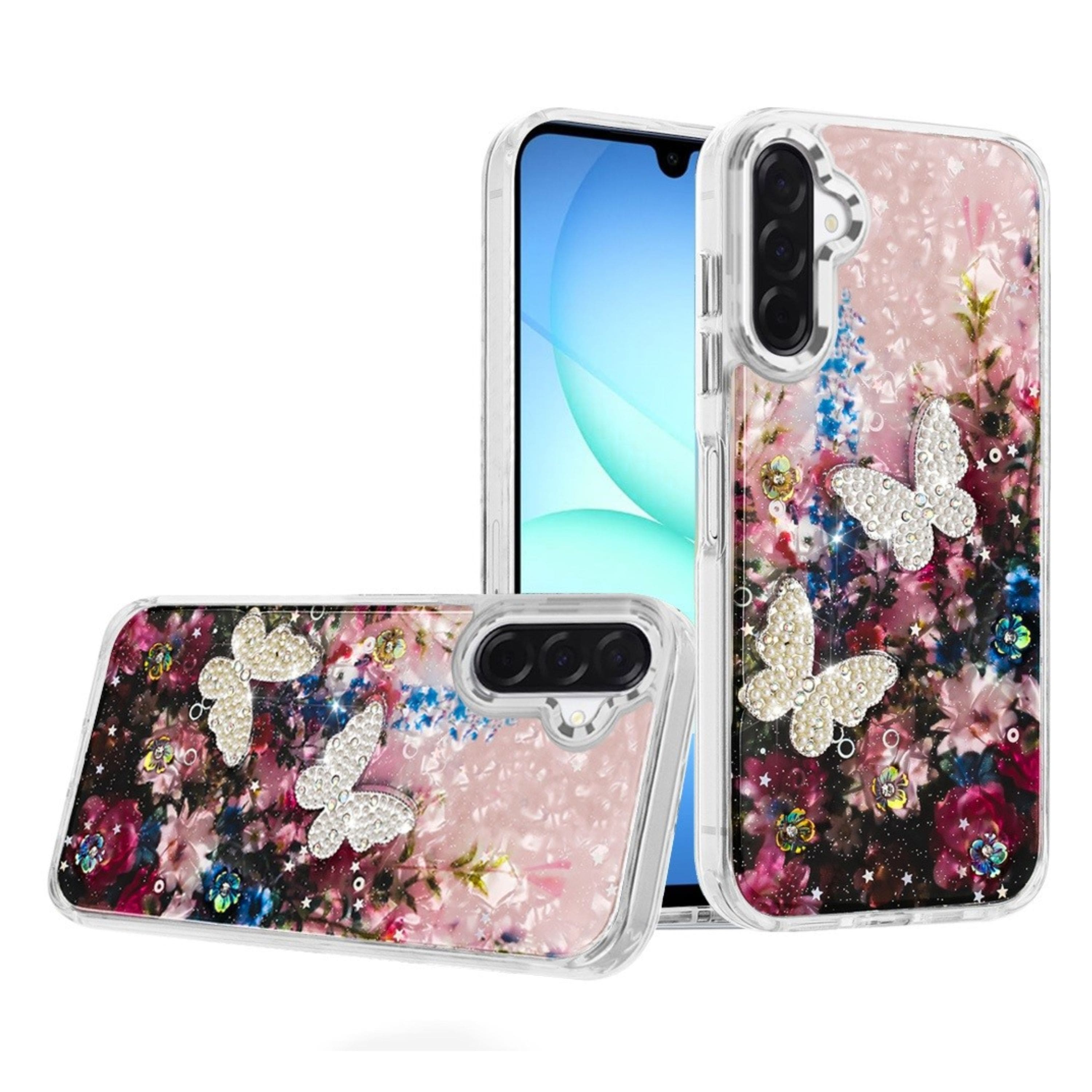 Kitcheniva - Epoxy Glitter 3D Beaded Butterflies Design Phone Case With Tempered Glass For Samsung Galaxy A17 5G Colorful - Multicolor price history on PriceWatchPro