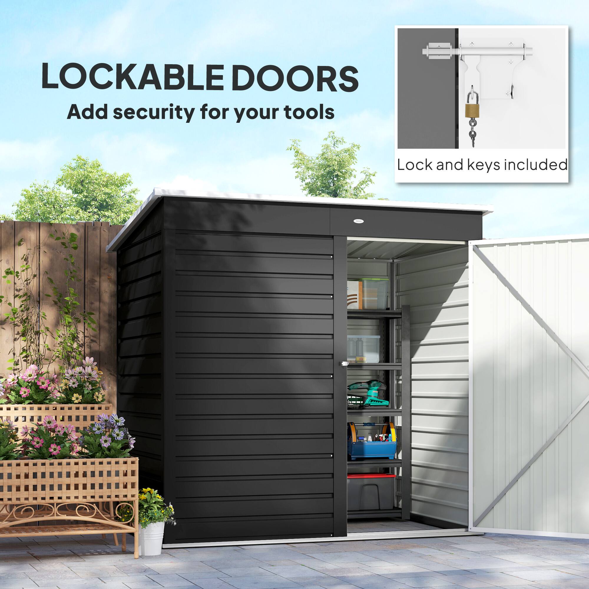 LOCKABLE DOORS Add security for your tools Lock and keys included