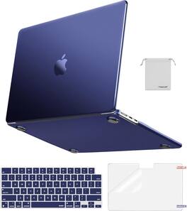 mosiso - Anti-Fingerprint Matte Hard Shell 4-in-1 Kit for MacBook Air 13 inch M5 M4 M3 M2 A3449 A3240 A3113 A2681 - Navy Blue