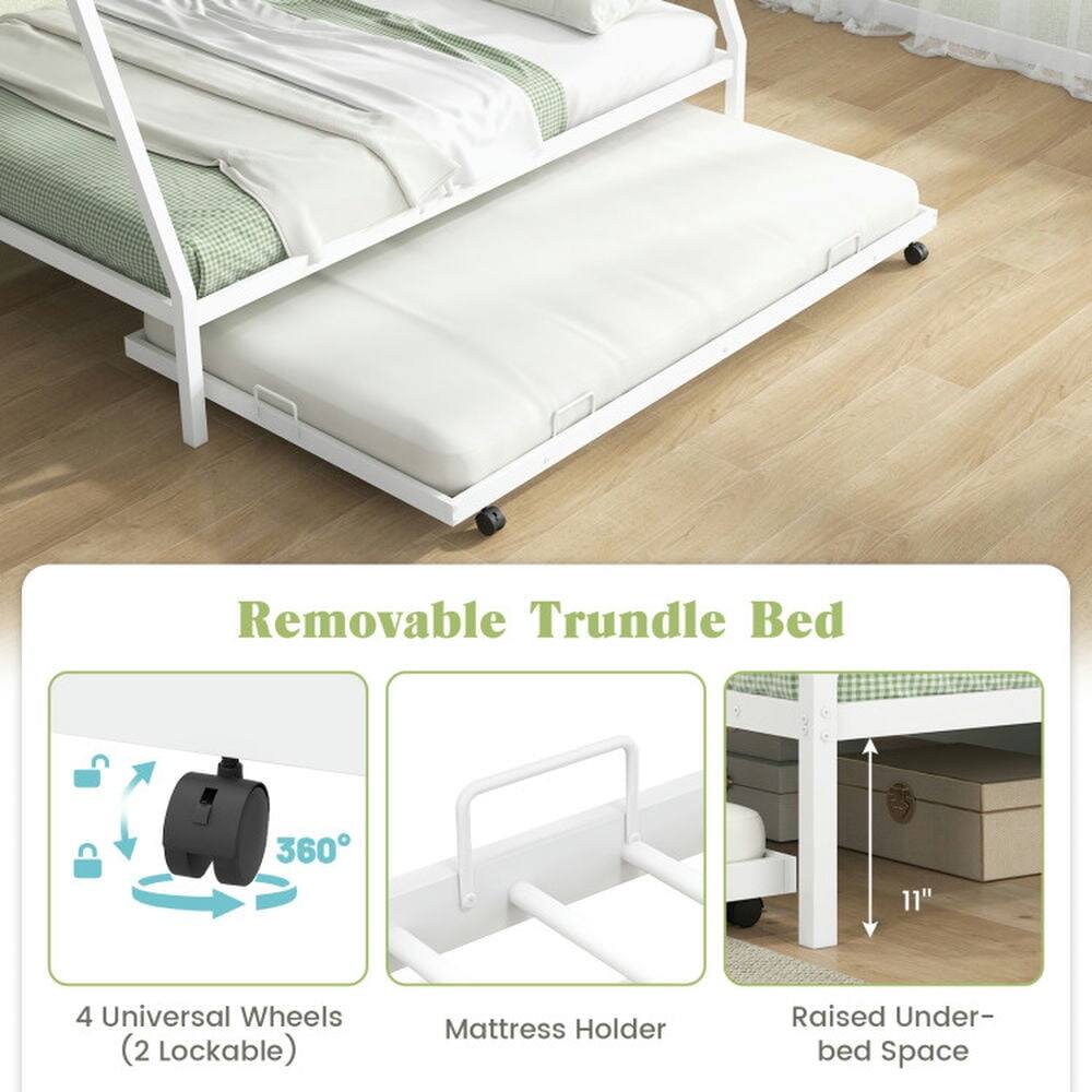 Removable Trundle Bed

- 4 Universal Wheels (2 Lockable)
- 360°
- Mattress Holder
- Raised Under-bed Space
- 11"