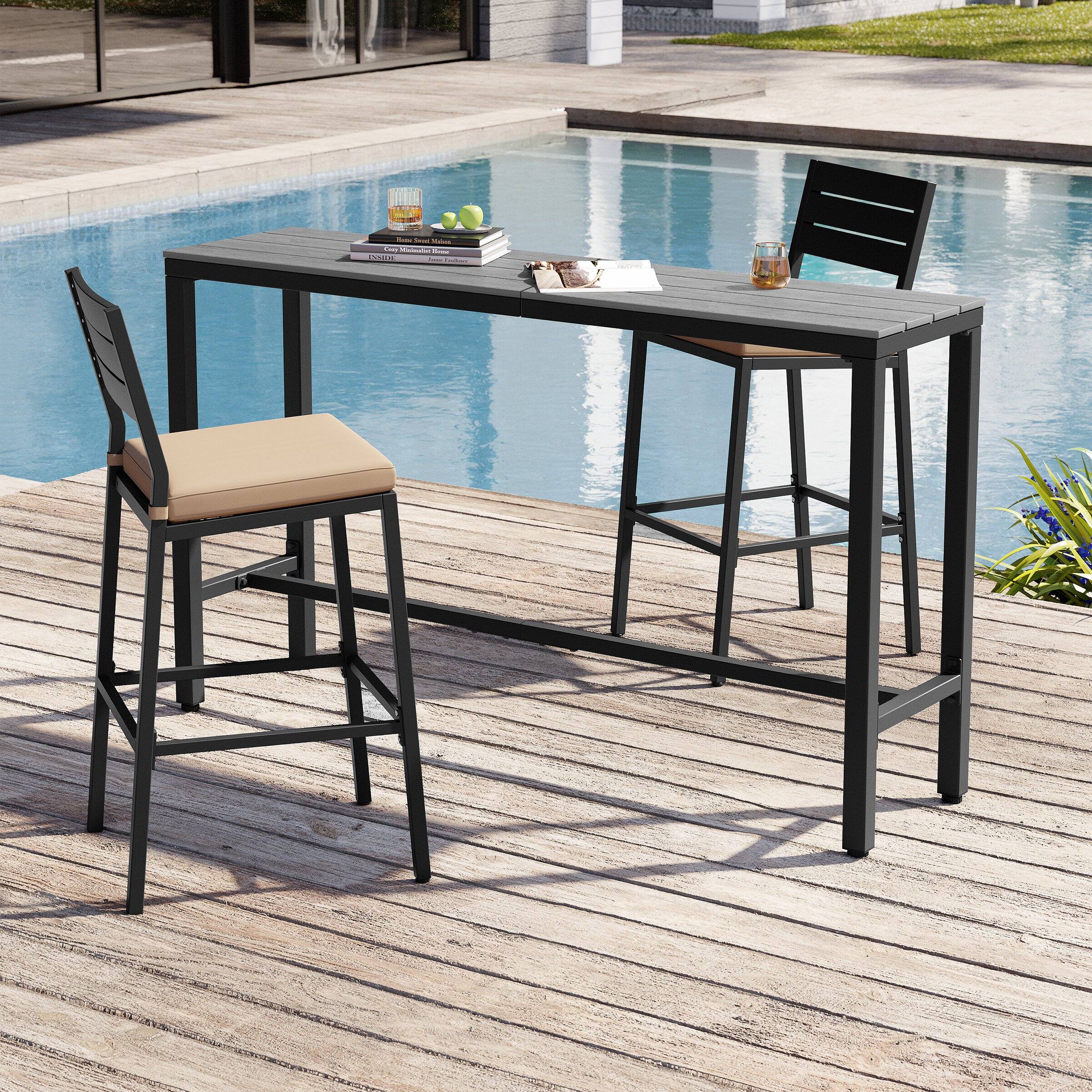 Left. Crestlive Products - Crestlive Products Rectangle Outdoor Bar Table with Waterproof Top and Sturdy Metal Frame - Gray.