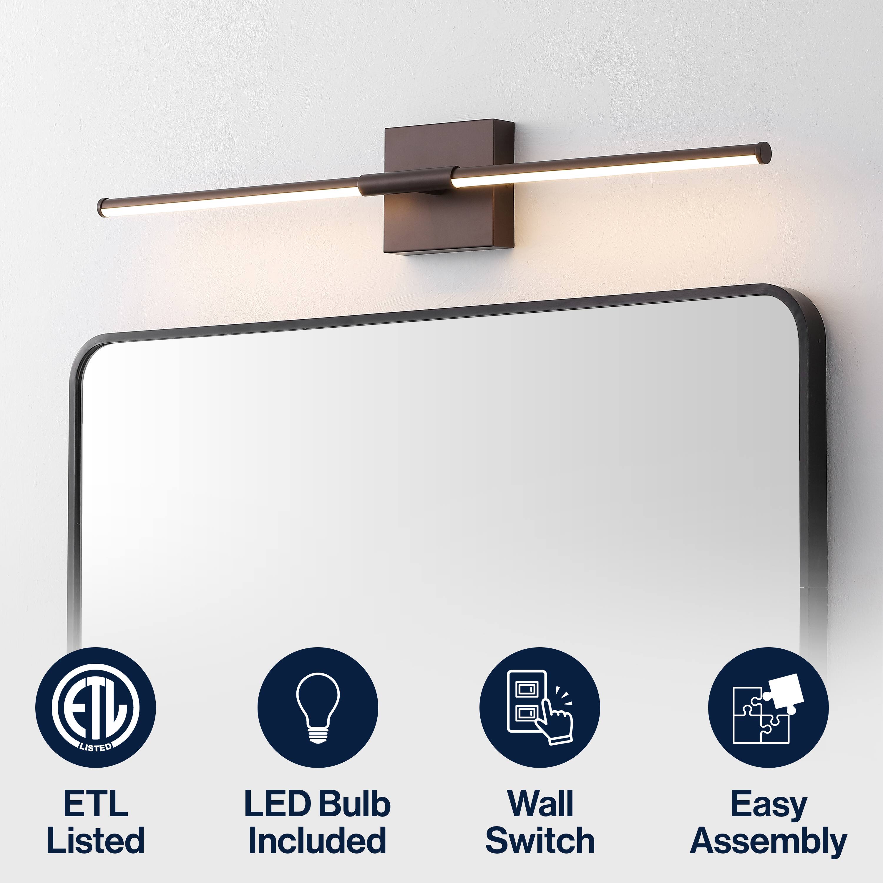 ETL Listed LED Bulb Included Wall Switch Easy Assembly
