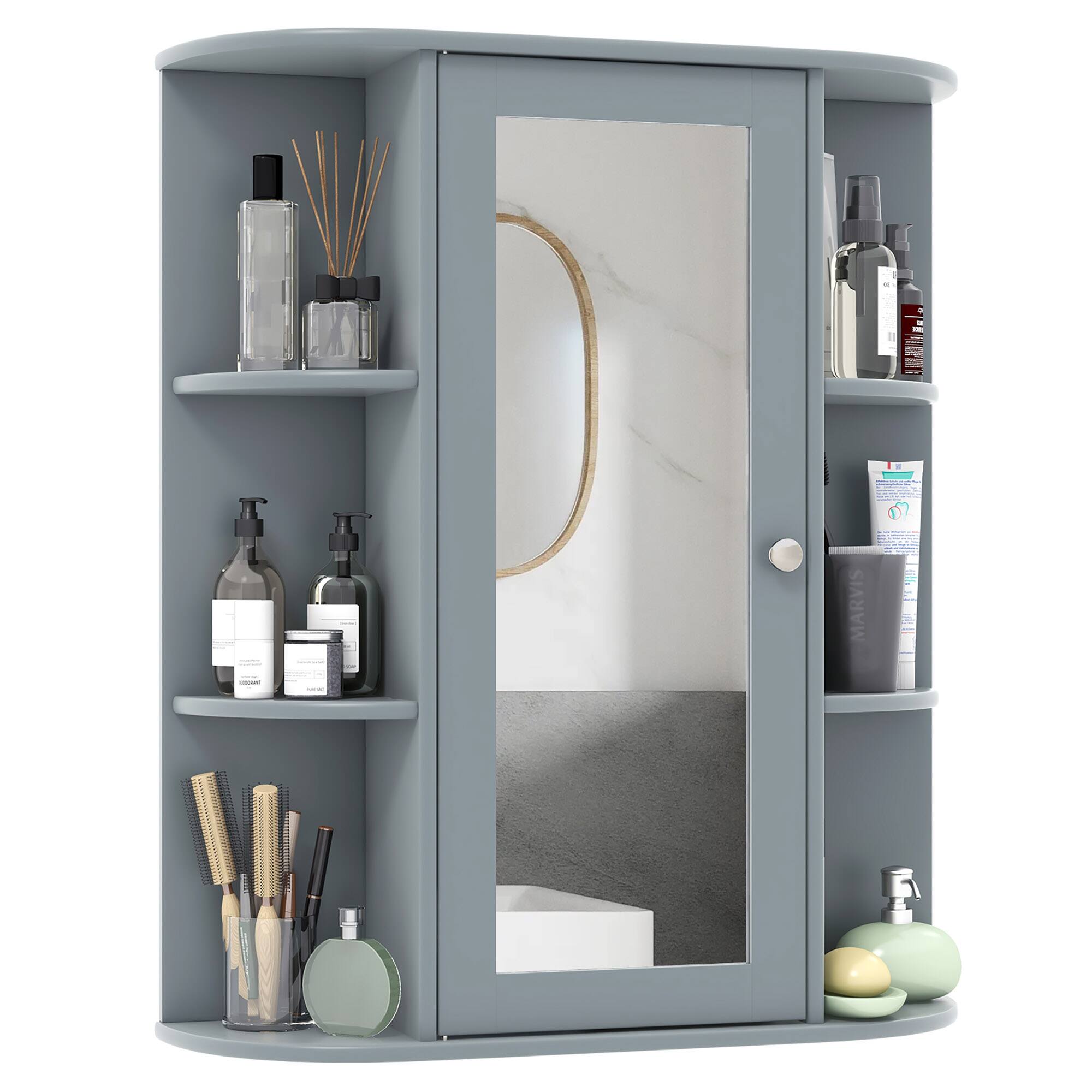 Gymax - Bathroom Wall Medicine Cabinet Wall Mounted Storage Organizer - Gray