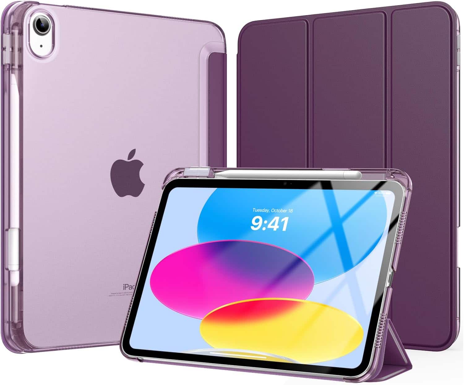 VIKESI - Case for iPad A16 11 inch 2025 / iPad 10th 10.9 inch 2022 - Fashion Design, Shock Proof Edge Cover,Full Function Support - Deep Purple