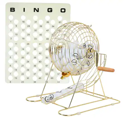 Front. GSE Games & Sports Expert - Large Bingo Game Set with 12" Bingo Cage and 1.5" Ping Pong Size Bingo Balls, Plastic Master Board.