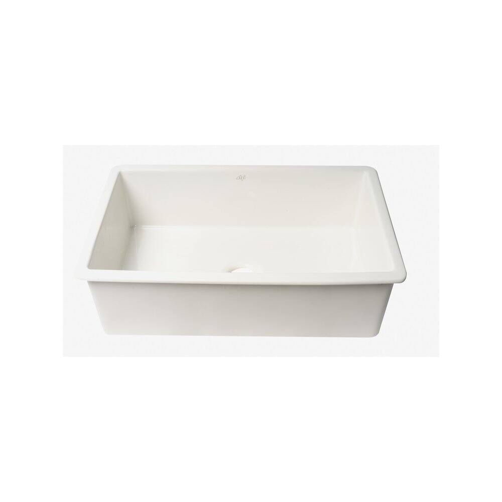 Alt View 3. Alfi - ALFI brand Fireclay White 32 x 19 Single Bowl Undermount / Drop In Kitchen Sink with Grid - White.