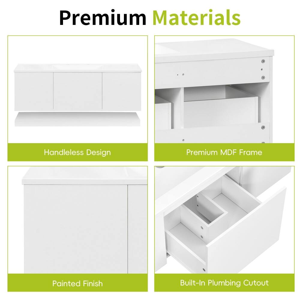 Premium Materials

- Handleless Design
- Premium MDF Frame
- Painted Finish
- Built-In Plumbing Cutout