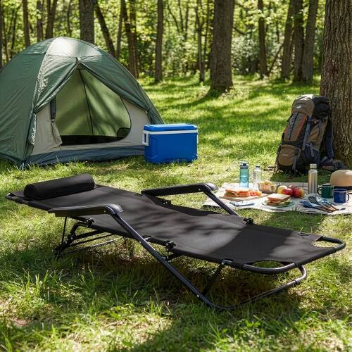 Alt View 9. Winado - Folding Lounge Camping Reclining Chair with Removable Pillow, Potable Zero Gravity Chair for Outdoor Indoor Balconies - Black.