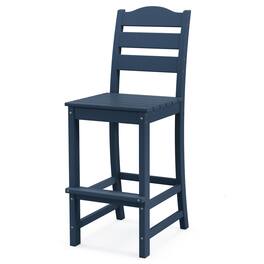Costway - Outdoor HDPE Bar Stool Patio Tall Chair Backrest Footrest All Weather - Navy
